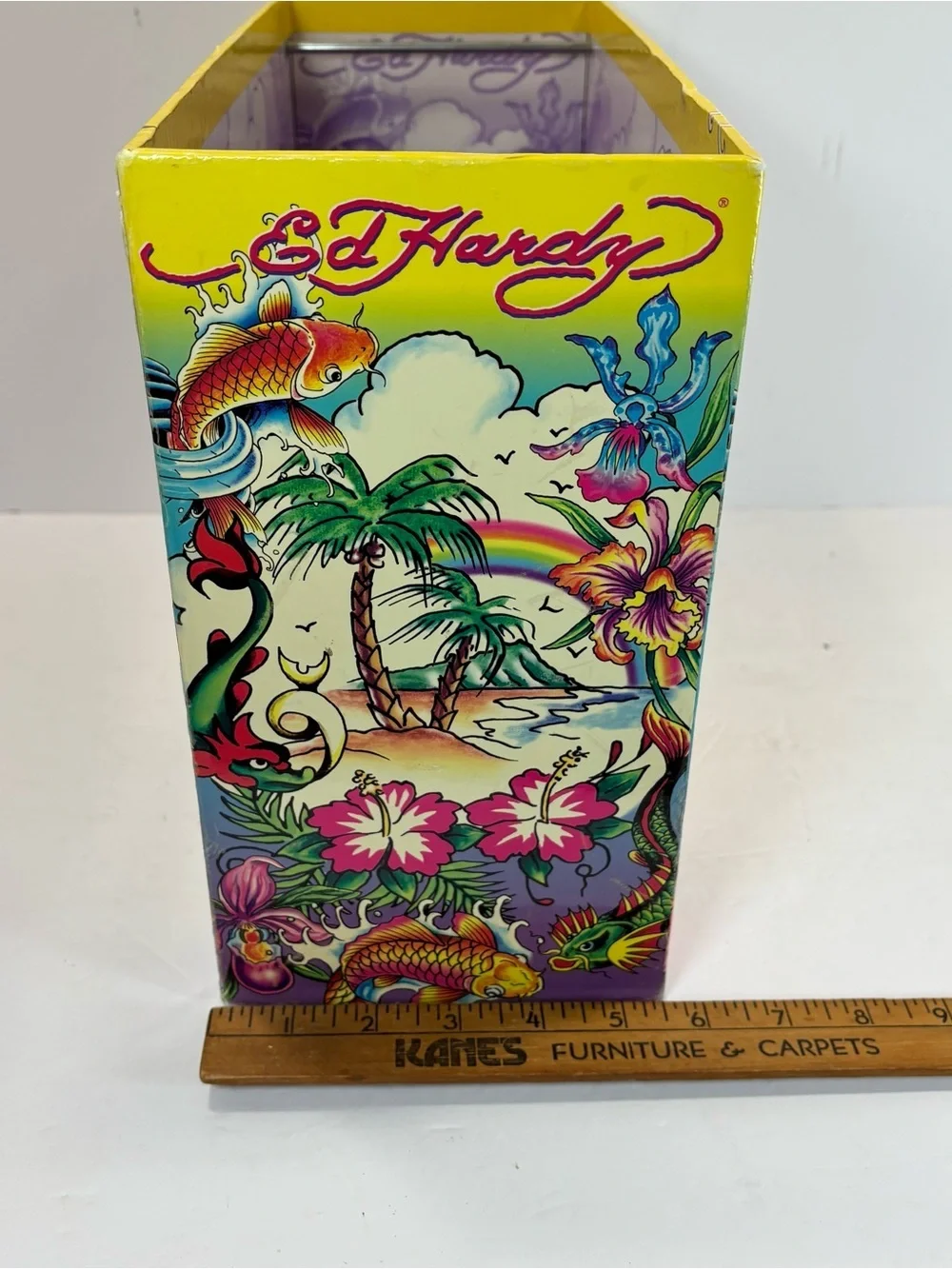 Ed Hardy x Lisa Frank Hanging File Box Tropical Tattoo Koi Dragon Rainbow Y2K